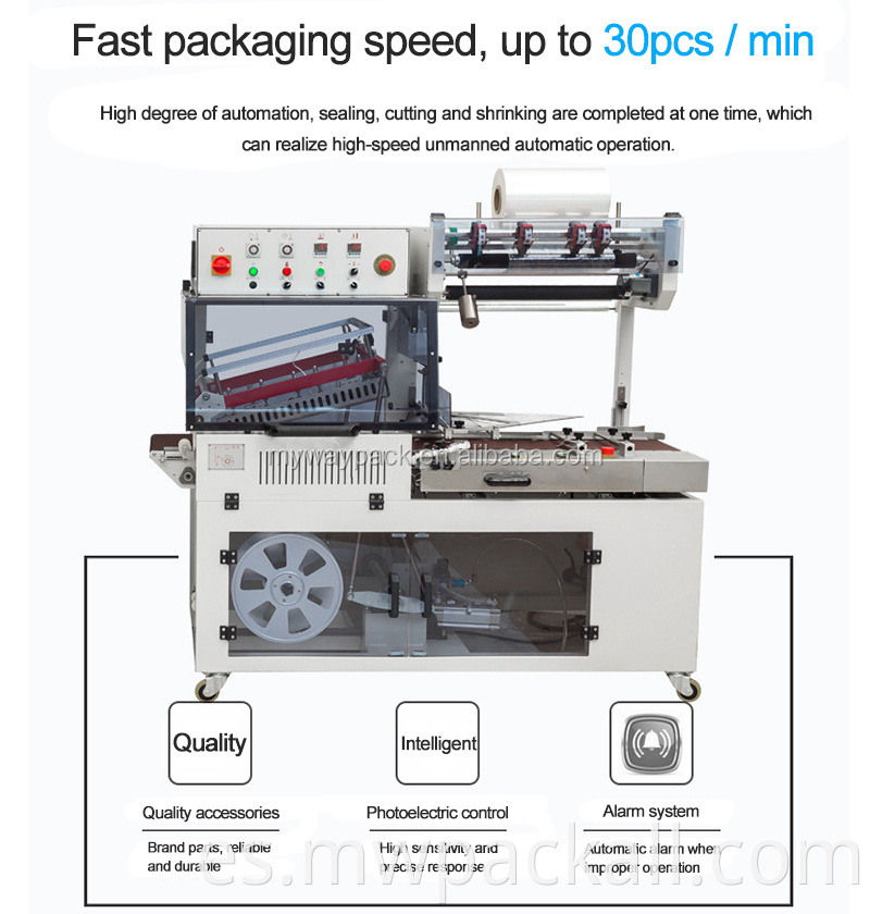 Máquina de embalaje de envoltura de envoltura de barra automática L y máquina de túnel retráctil con velocidad rápida